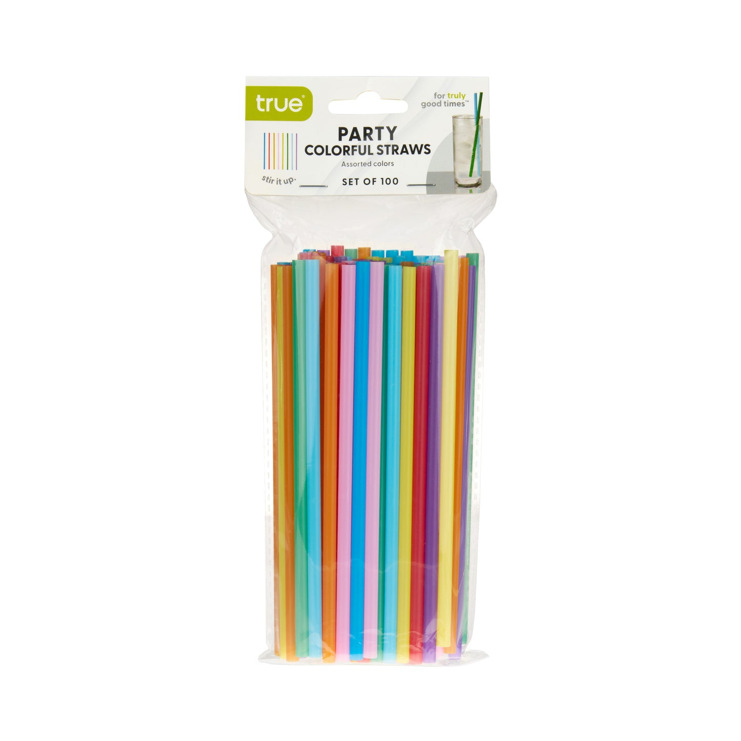 Party Plastic Straws in Assorted Colors, Set of 100