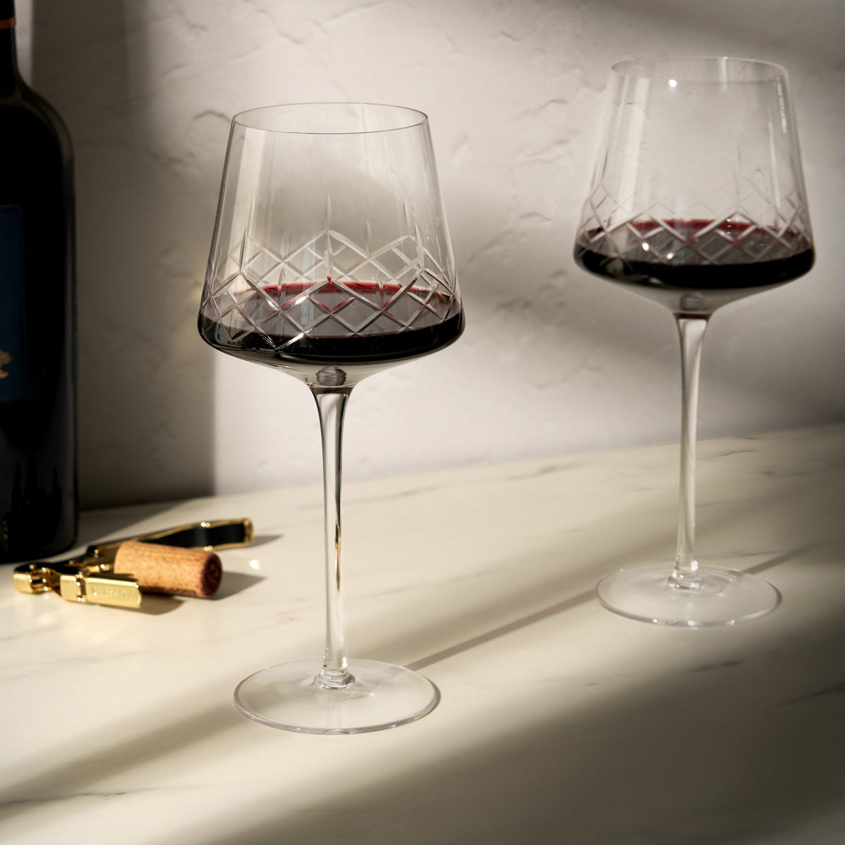 Admiral Crystal Burgundy Wine Glasses, Set of 2
