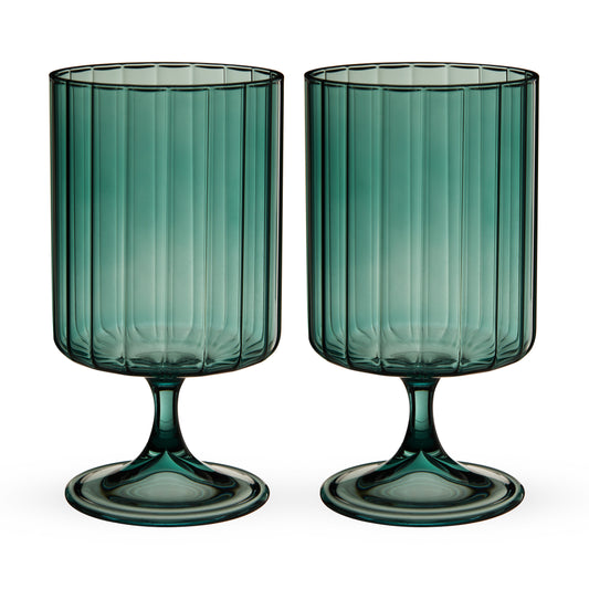 Malachite Stemmed Optic Tumblers, Set of 2